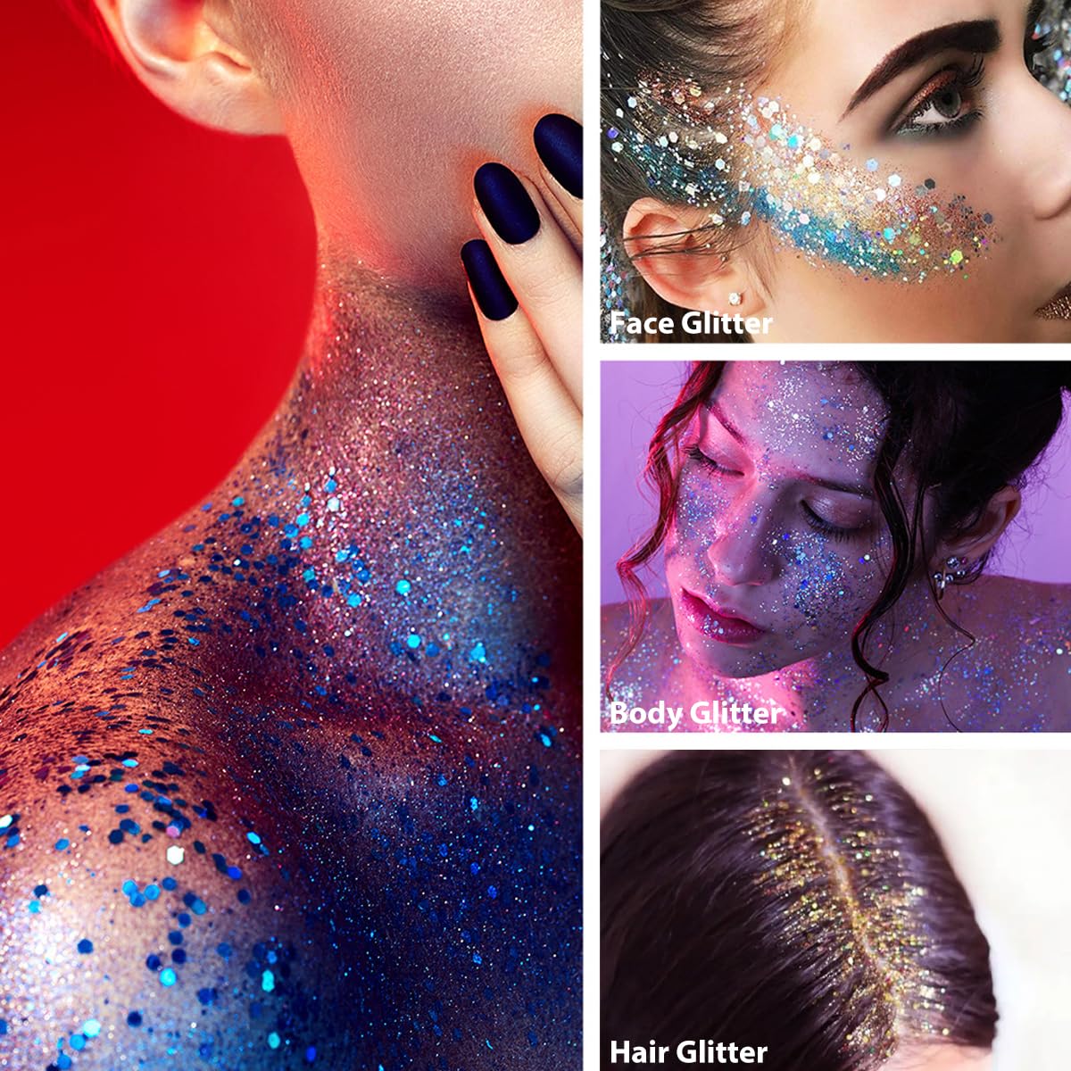 Mysense Blue Face Hair Body Glitter Stick,4th of July Accessories and Outfits for Women Girls Kids,USA Flag Makeup for Independence Day Memorial Day Veterans Day,Festival Rave Accessories