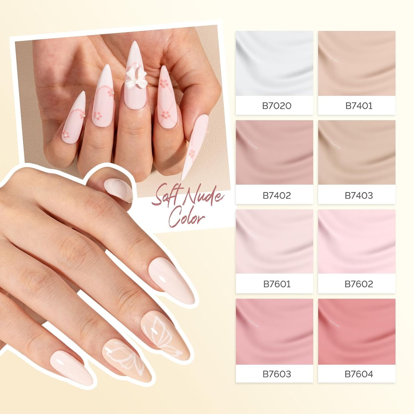 MelodySusie Gel Nail Polish Set - Hema-Free Soak Off UV Colors | Pink & Nude 8Pcs 10ml/0.34 fl oz