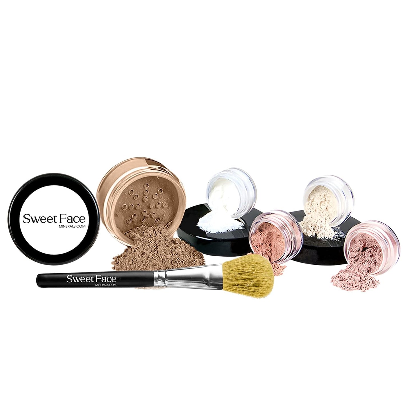 Mineral Makeup Starter Kit for Beginners - Full Size Foundation, Blush, Bronzer & Veil Primer | Warm Shades