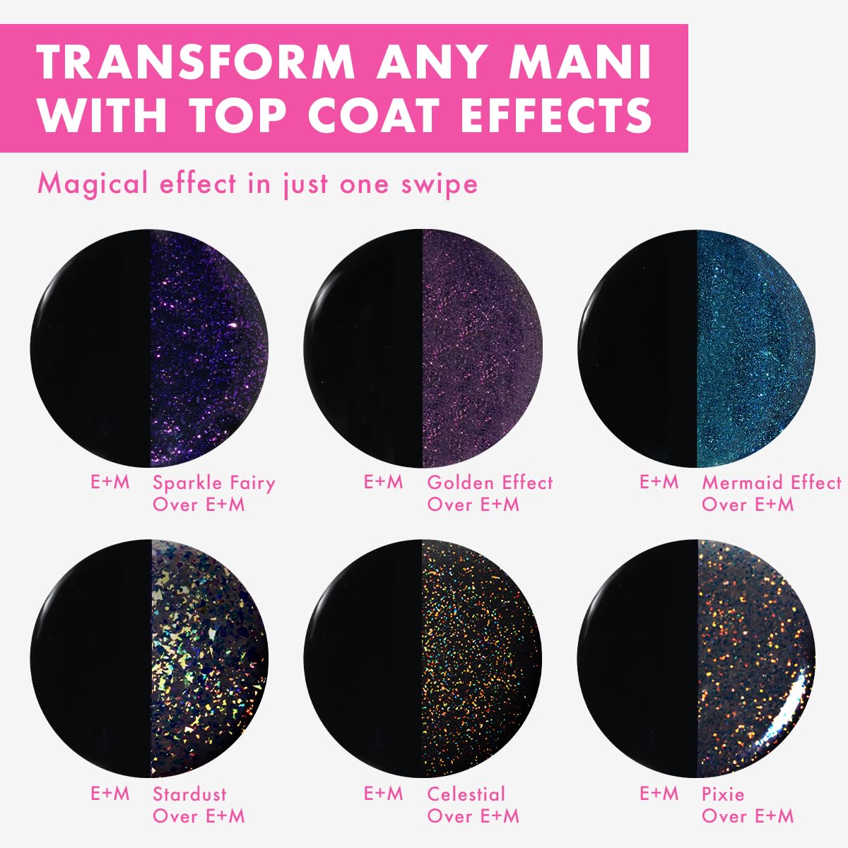 Long Lasting Nail Polish Top Coat - Sparkle Fairy | Gel-Like Finish, Vegan & Cruelty-Free | Chip-Resistant, Lasts Up to 10 Days