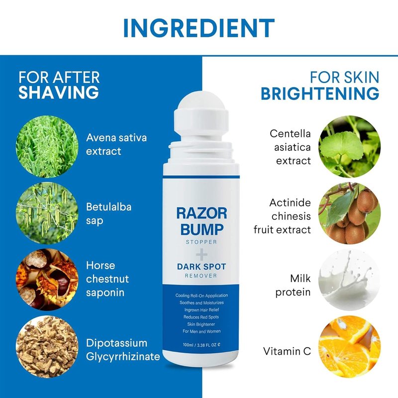 Sielkin Razor Bump Stopper with Ingrown Hair Treatment: Razor Bumps Treatment for Men and Women, After Shave Solution for Ingrown Hairs and Razor Burns, Roll on Applicator - 3.38 Fl Oz (Pack of 2)