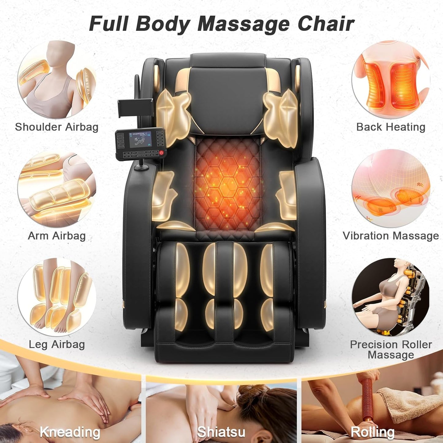 Zero Gravity Full Body Massage Chair - Megashock SL Track 2026 with Back Heat, 12 Rollers, Foot & Airbag Massage, Bluetooth Speaker