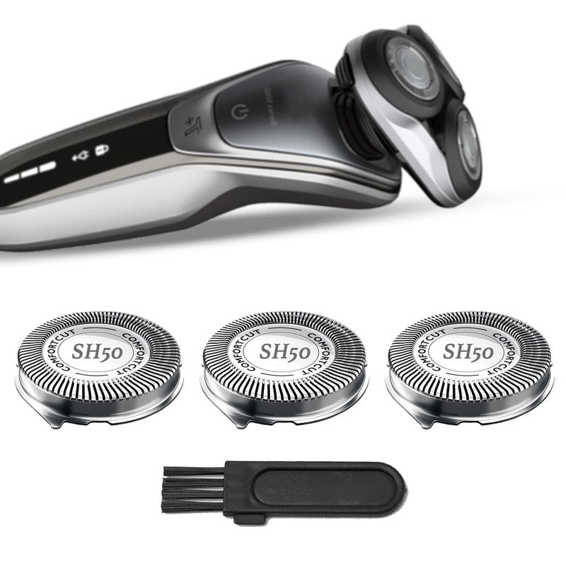 SUPERNB SH50 Shaver Replacement Heads Compatible with Philips Norelcos Series 5000 Razors, Rotary Replacement Blades with High Performance - Fast, Smooth and Close, 3Packs.