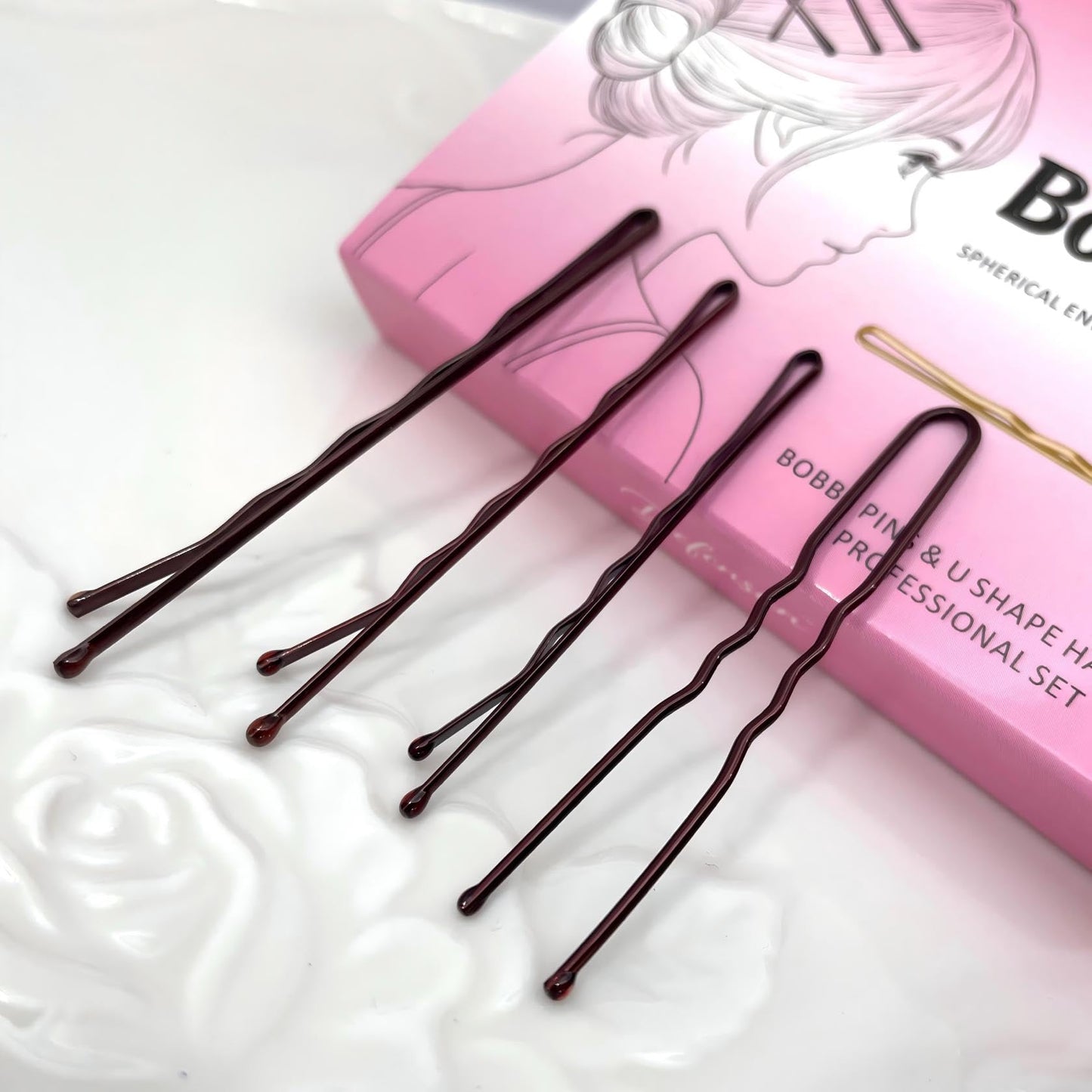DEFENSUN 200 Pcs Brown Thick Bobby Pins Set - 4 Style Mix (2.2" 2.36" 2.75" Bobby Pins & 2.36" U-Shape) - 50pcs Each - Premium Reusable Hair Accessories with Storage Box