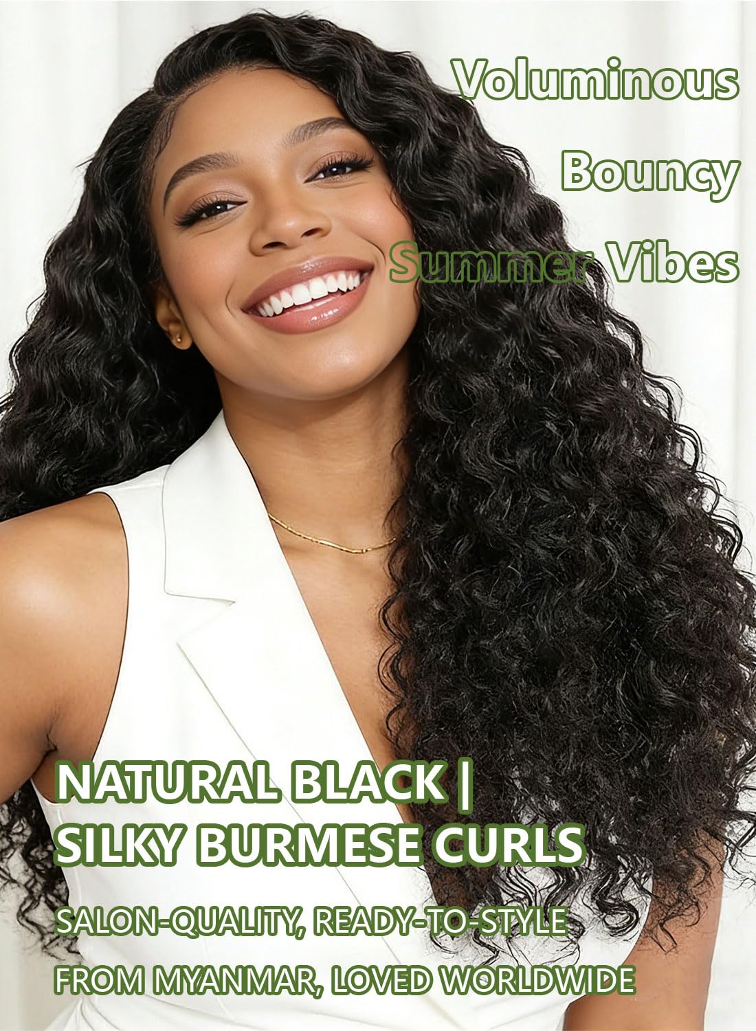 Mlip Premium Burmese Curly Bundles Human Hair 20 22 24 Inch Natural, 100% Raw Virgin Hair, 3X More Durable & Tangle,Free for Women Sew,In Weaves, Luxury Hair Solutions