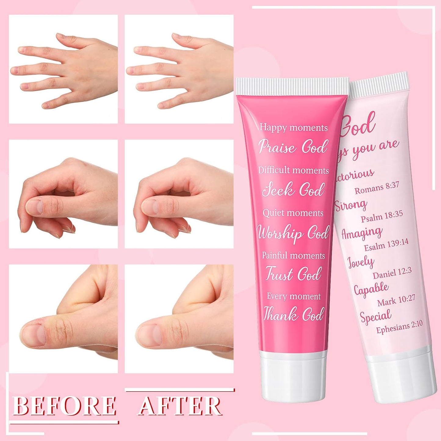 Christian Gifts for Mom - 12 Pink Hand Creams with Bible Verses | Perfect Mother's Day Church Favors