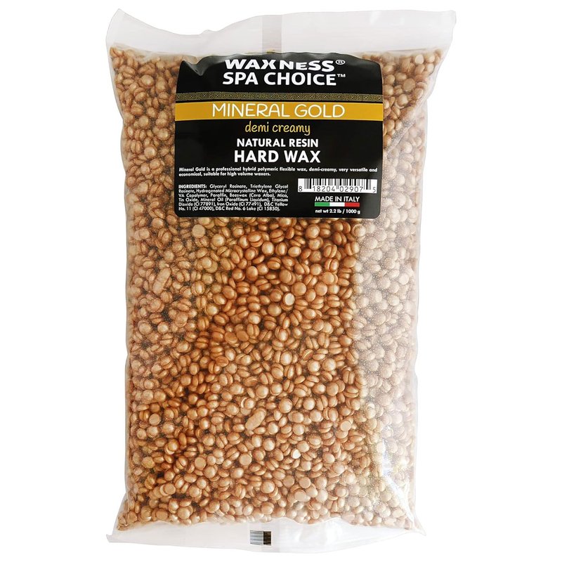 Waxness Spa Choice Mineral Gold Demi Creamy Hard Wax Beads 2.2 lb / 1 kg Pack of 2