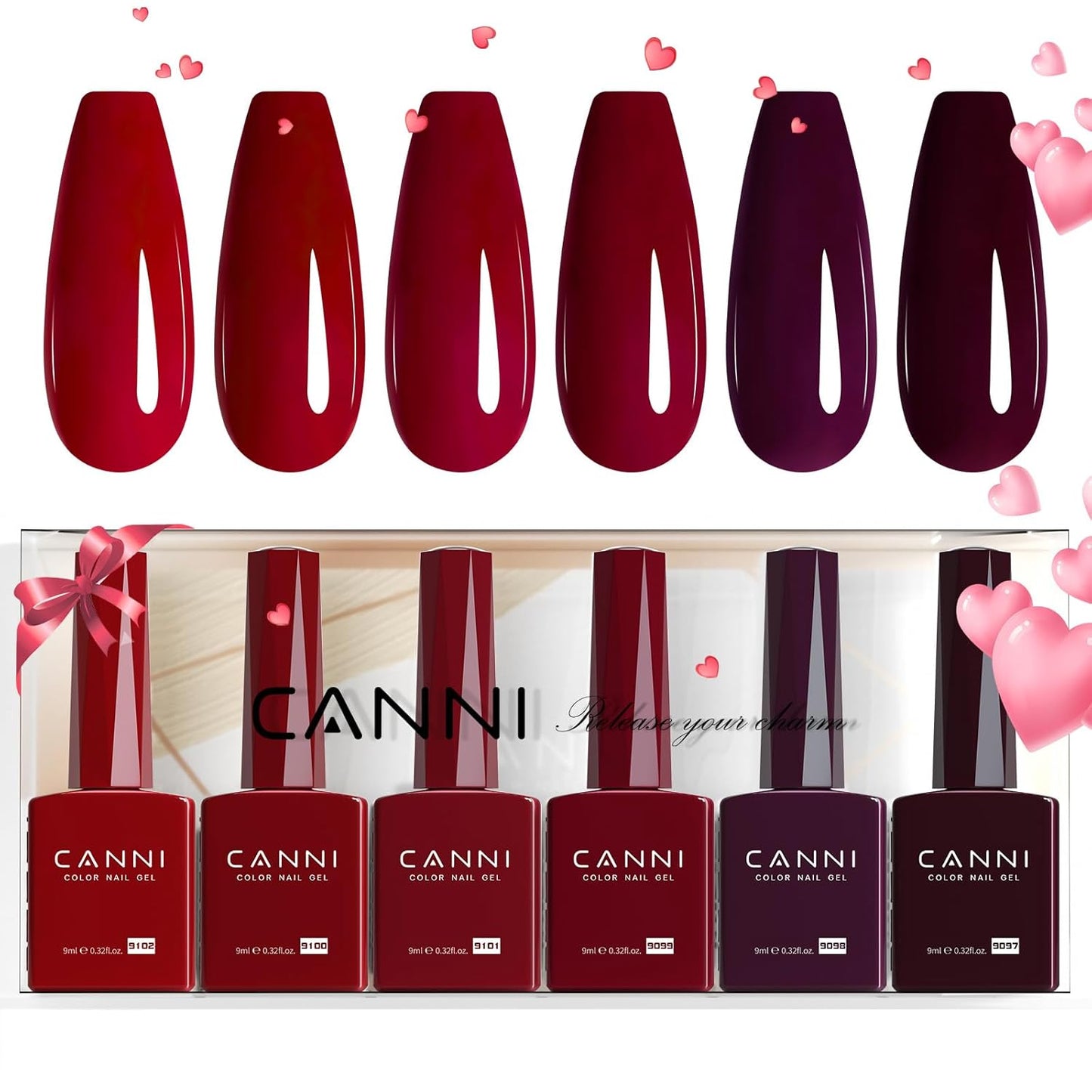 CANNI Gel Nail Polish Set - 6 Pcs 9ml Glitter & Solid Colors | Christmas & New Year's DIY Kit for Home Use