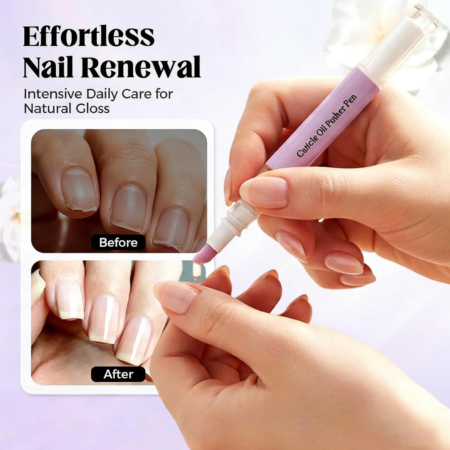 Cuticle Oil Pusher Pen - 2-in-1 Nail Care Tool for Dry Damaged Nails | Instant Cuticle Remover & Moisturizer