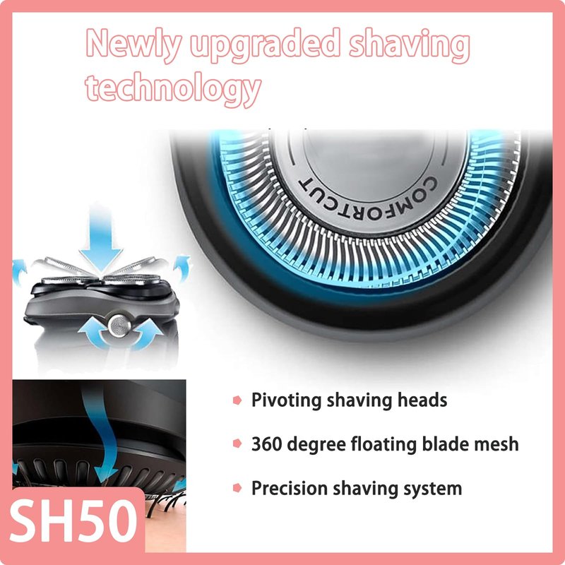 SH50 Replacement Blades Head Part Compatible with Philips Norelco 5000 Replacement Heads,for Norelco Series 5000 (S5xxx), PT7xx, PT8xx,SH50 Replacement Blades for Series 5000 Razors
