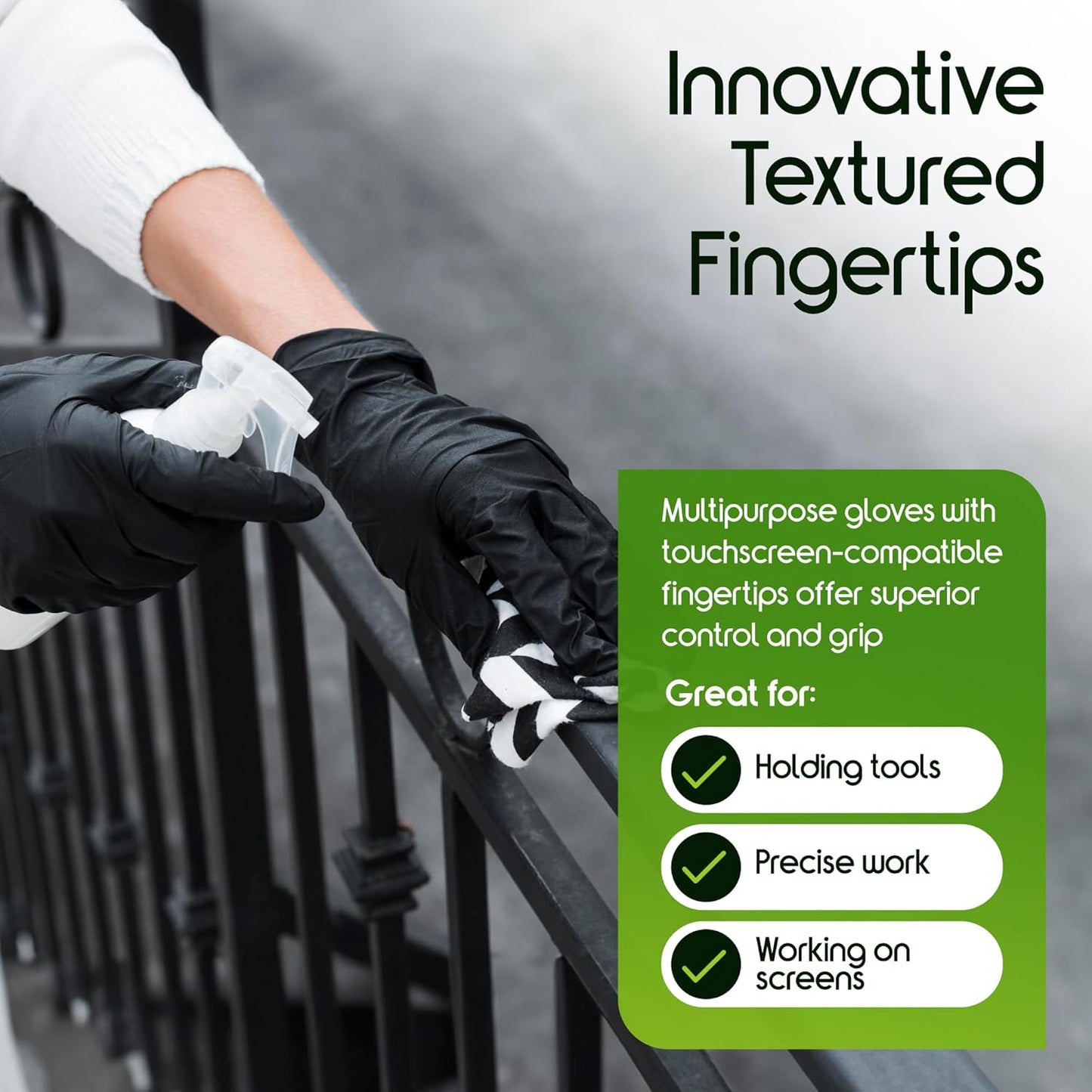 Heavy Duty Black Nitrile Gloves - 6 Mil Chemical Resistant | Disposable Medical & Cleaning Use