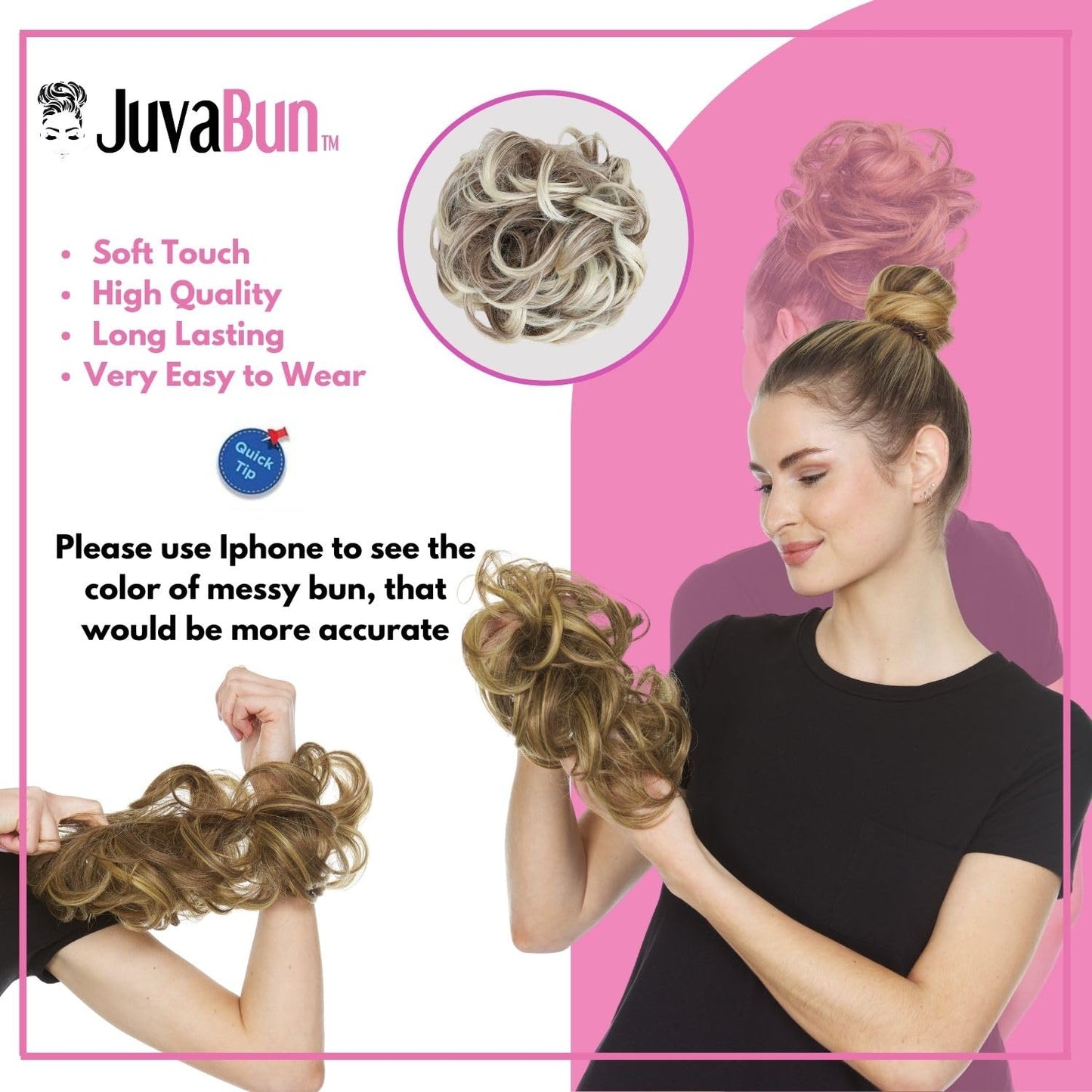 Messy Bun Hair Extension - Beach Blonde Human Hair Updo | Lightweight & Secure for Weddings, Parties, Everyday Wear