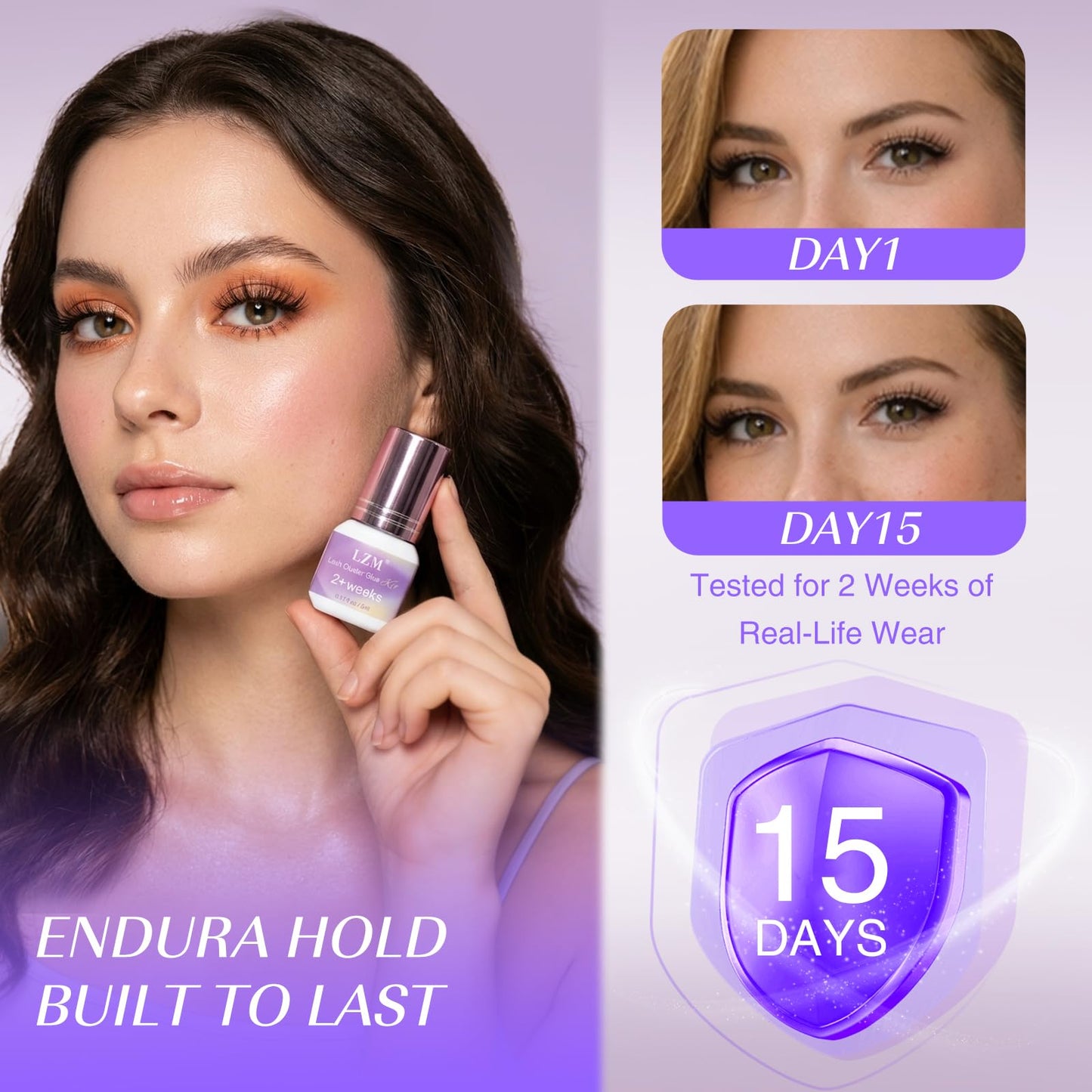 LZM Lash Cluster Glue Long Lasting Strong Hold 2 Weeks Waterproof, Eyelash Cluster Adhesive Kit for Beginners DIY Individual Eye Lash Extensions at Home & Professional Use (v005)