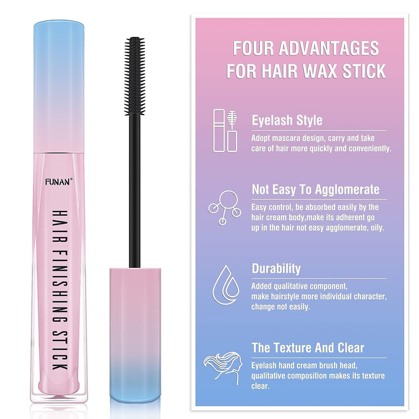Hair Finishing Stick - Flyaway Tamer & Edge Control Wand for Women | Non-Greasy, Travel Size 2 Pack