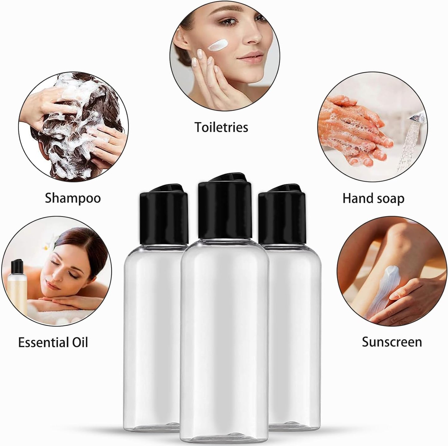 Travel Bottles for Toiletries - 5 Pack TSA Approved Leakproof 3.4 oz Plastic Containers with Labels