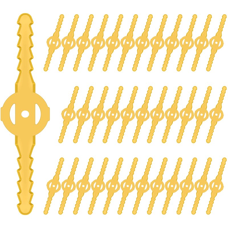 Honoson 36 Pieces String Weed Trimmer Head Blade Replacement Plastic Cutter Weed Mover Blade Lawn Mower Accessories for Cordless Grass Trimmer Garden (Yellow)