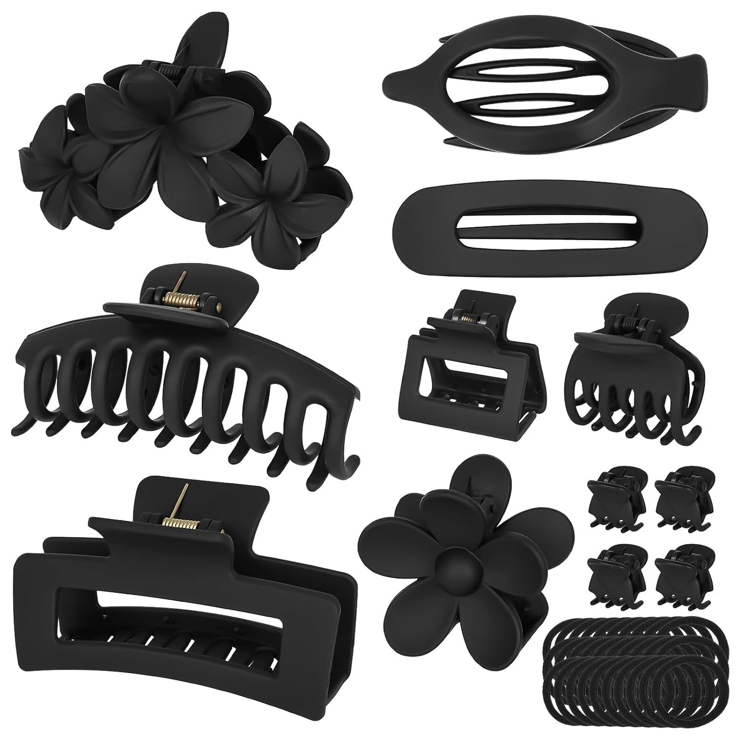 Hair Clips for Women - Non-Slip Strong Hold Jaw Claw Clips Set | 12-Pack for Thin, Thick & Curly Hair (Black)