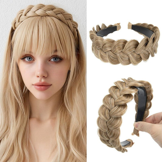 Braided Headbands for Women - Handmade Synthetic Hair Hoops with Teeth | Sand Color, 1PC