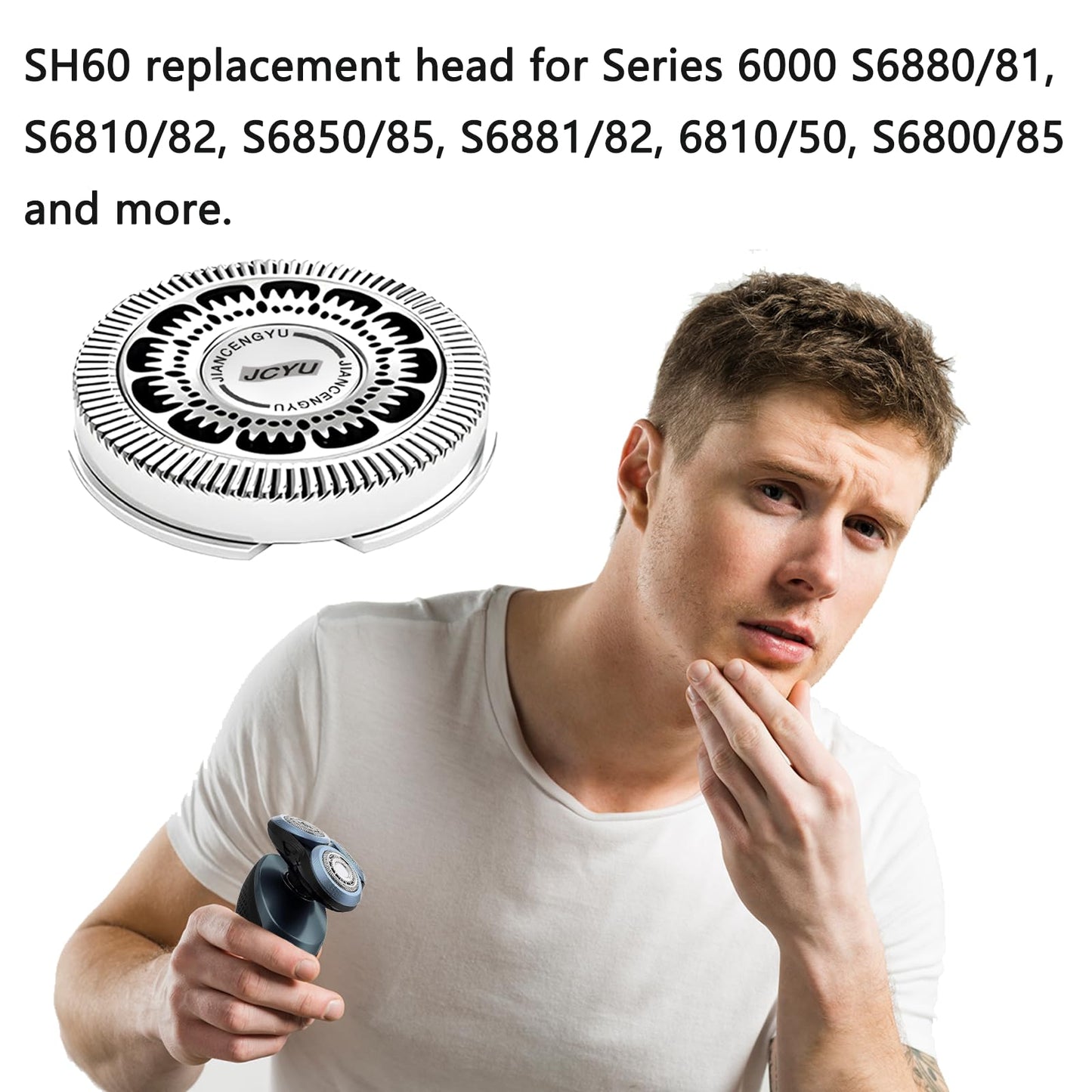 SH60 Replacement Heads Compatible with Philips Norelco Series 6000 Replacement Heads Blades for S6880/81 S6810/82 S6850/85, 6Pack