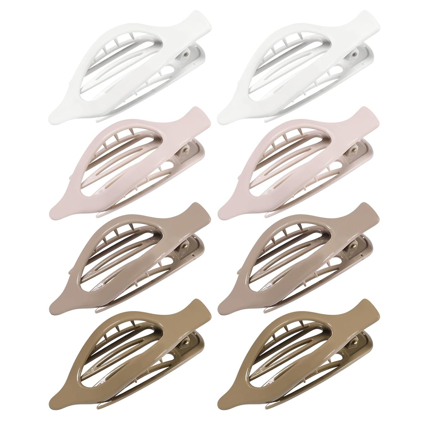 Flat Hair Clips for Women - Matte No Crease Large Claw Clips | Strong Hold Barrettes for Thick & Thin Hair - 8 Pack