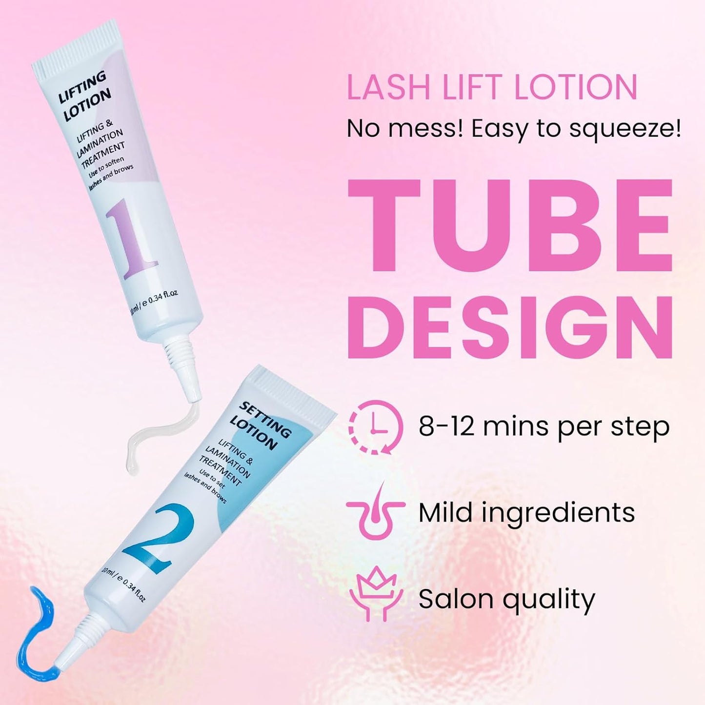 Lash Lifting Solution - DIY Lash Lift Lotion for Home Use | Precision Slim-Tip Tube for Controlled Application