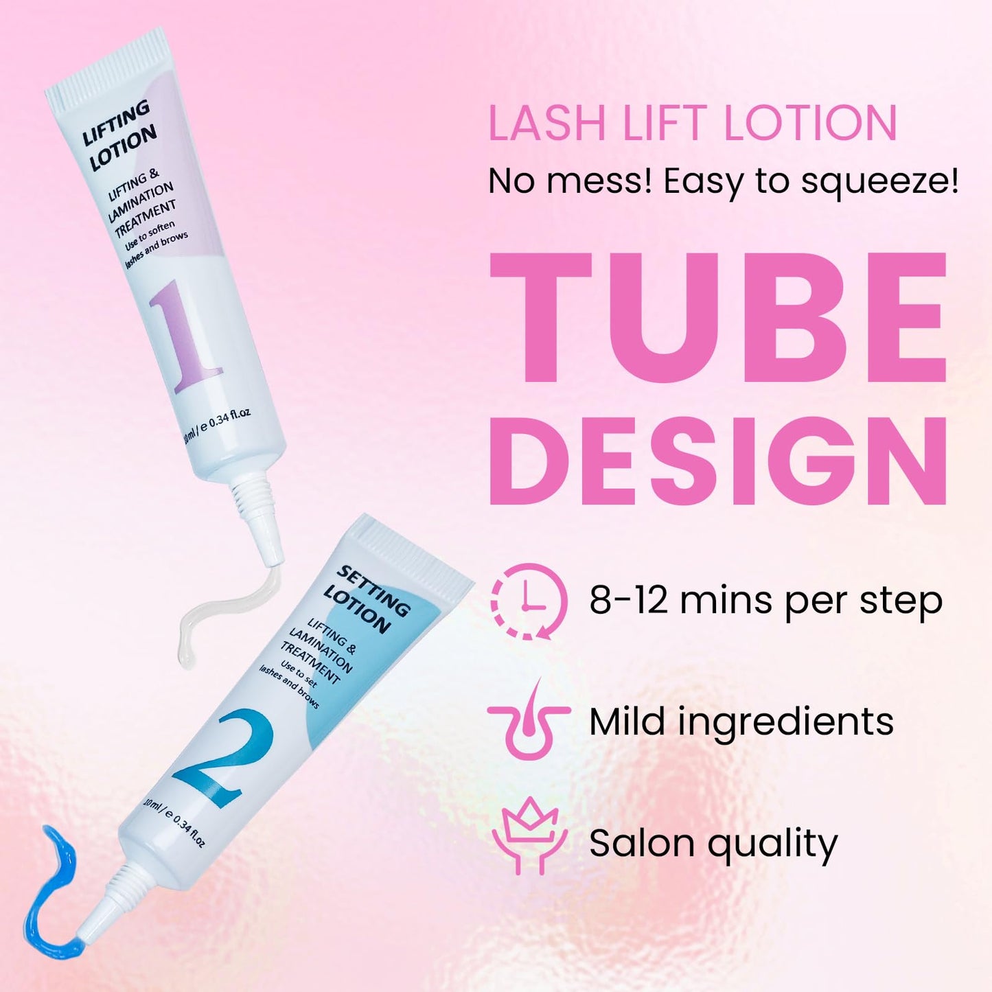 Lomansa Lash Lifting and Setting Solution for DIY Lash Lift Lotion at Home Precision Slim-Tip Tube for Controlled, Waste-Free Application, Works with Lash Lift Pads or Tools