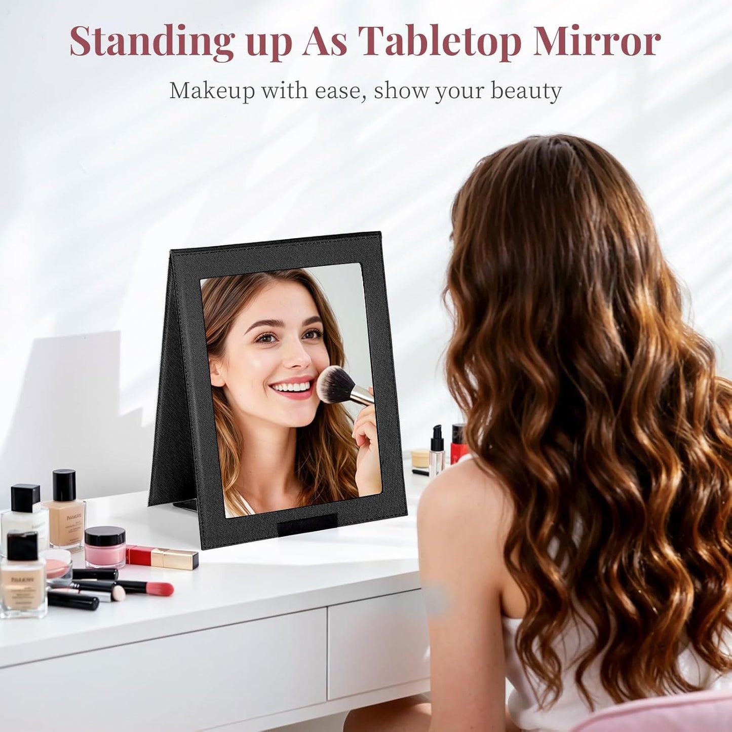 Foldable Portable Full Length Mirror - Shatter-Proof Acrylic for Dancers & Travelers | 33x13 Inch, Black