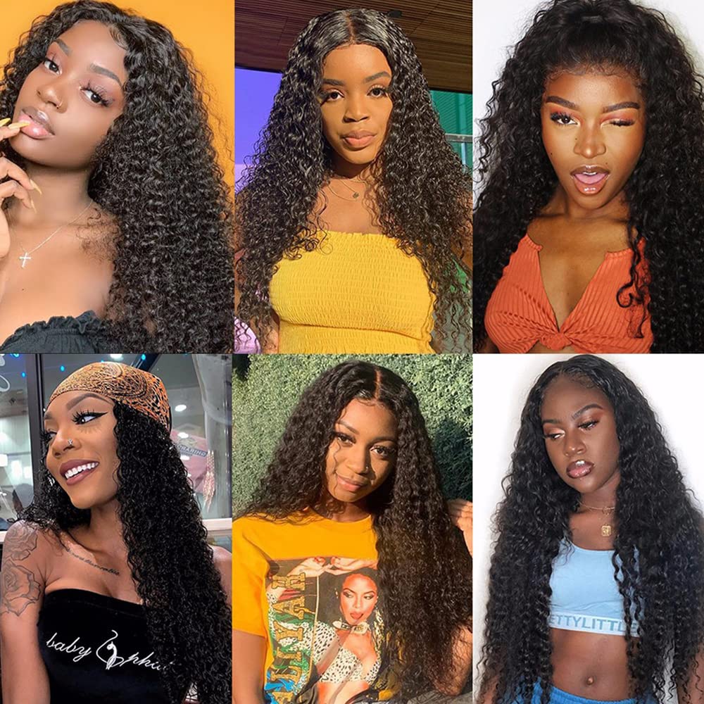 Curly Bundles Human Hair 1B Wet and Wavy Bundles Kinky Curly Human Hair Bundle 18 20 22 inch WuvuSnm Natural Black Bundle