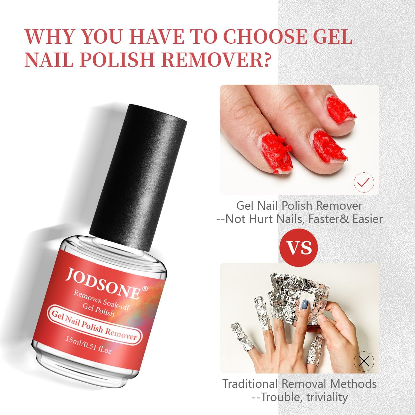 JODSONE Gel Nail Polish Remover - Quick 3-5 Minute Soak-Free Formula | 15ML