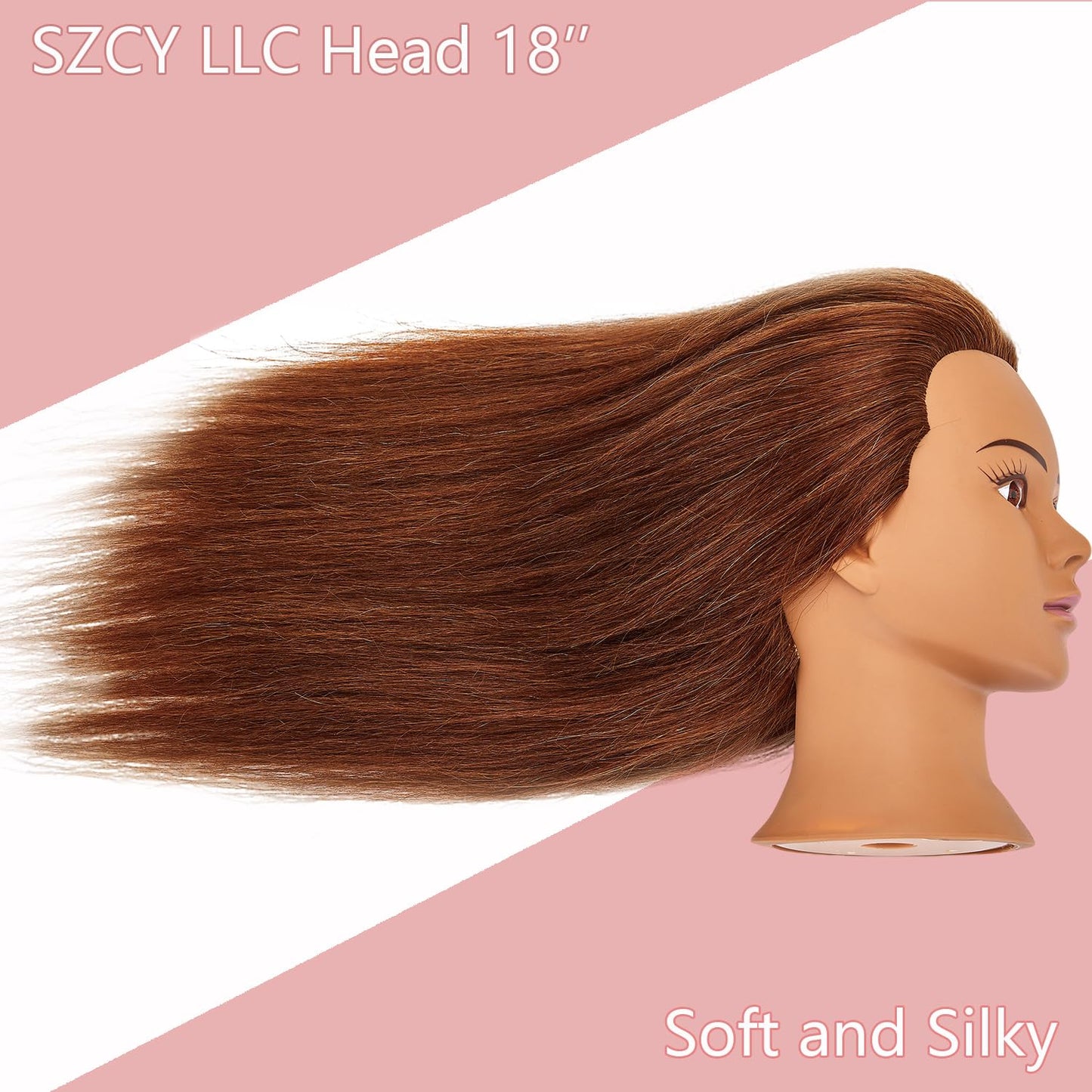 100% Human Hair Mannequin Head - Hair Styling Training Doll for Cosmetology | Includes Clamp Holder