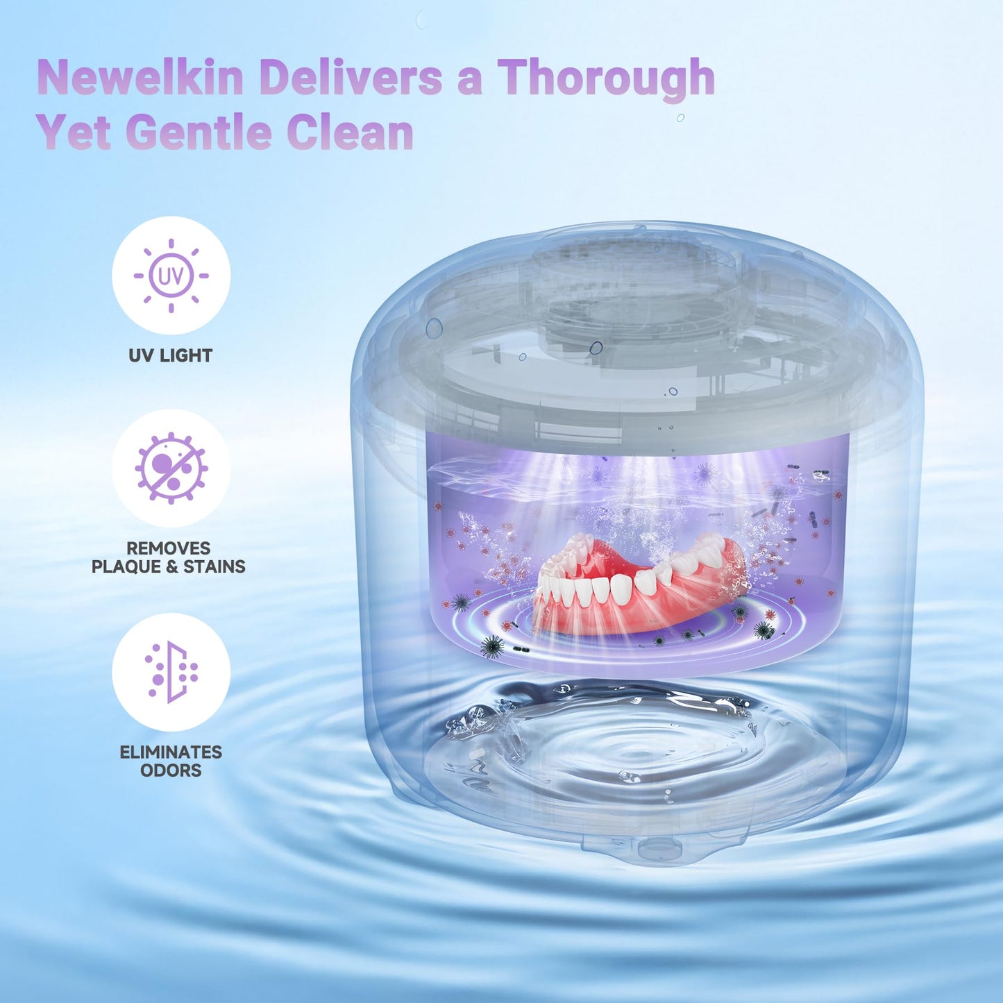 Ultrasonic Retainer Cleaner 25W Portable Ultrasonic Denture Cleaner Multi-Mode 45KHz with Drying and Removable Inner for Dental Trays, Braces, Jewelry, Toothbrushes, Mouth Guards, Aligners,Ring White