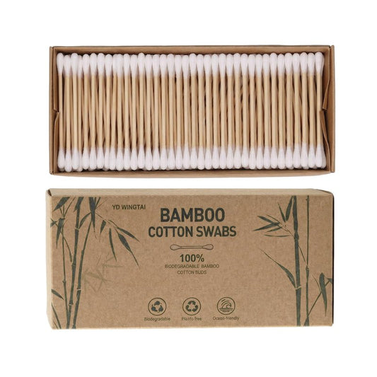 YD WINGTAI Bamboo Cotton Swabs 500 Count Natural Buds 100% Biodegradable Organic Wooden Sticks for Ears Makeup Safety Mouth Travel Clean Skin Club