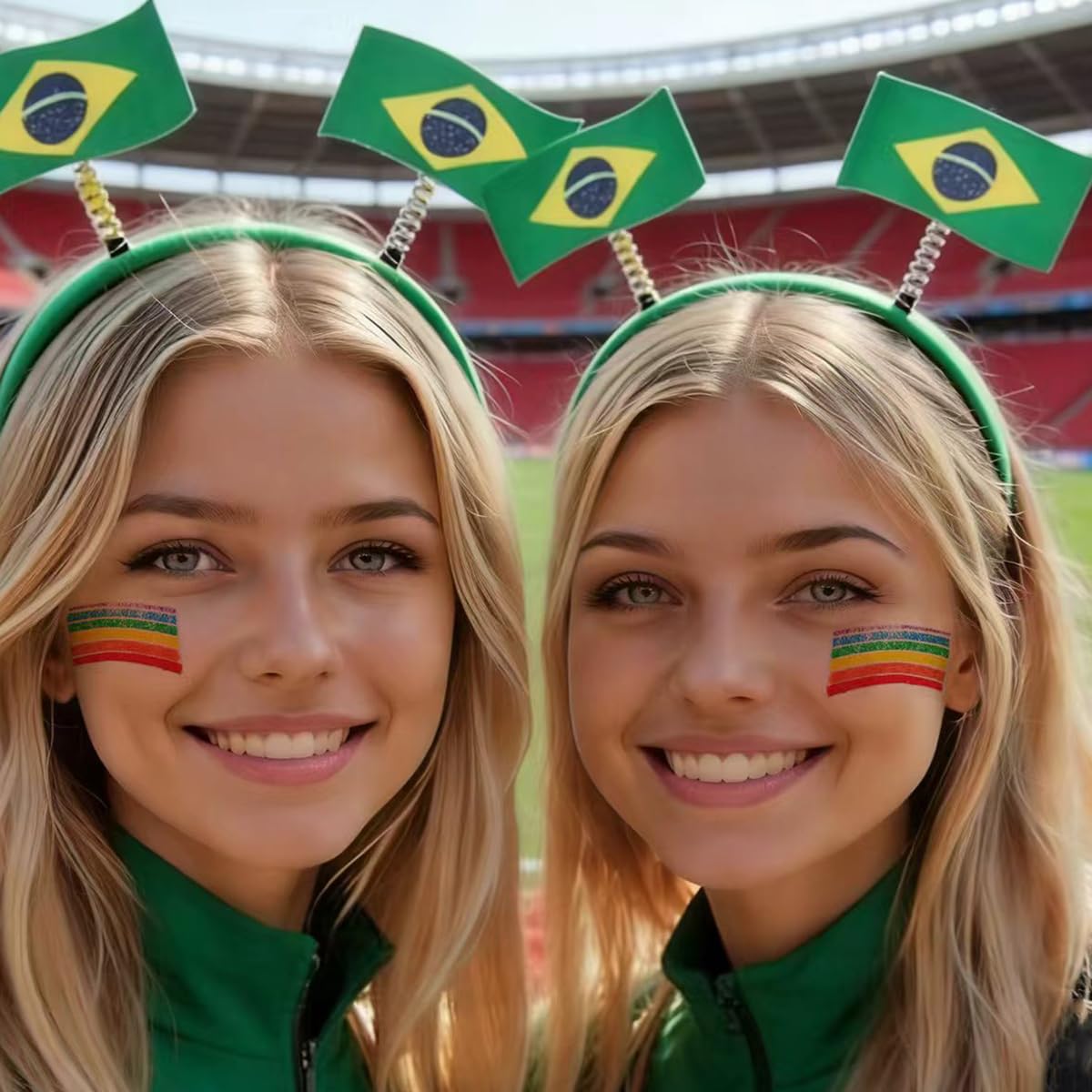 Brazilian flag flag headband and facial painting set Football fan headband for football parties Headwear accessories