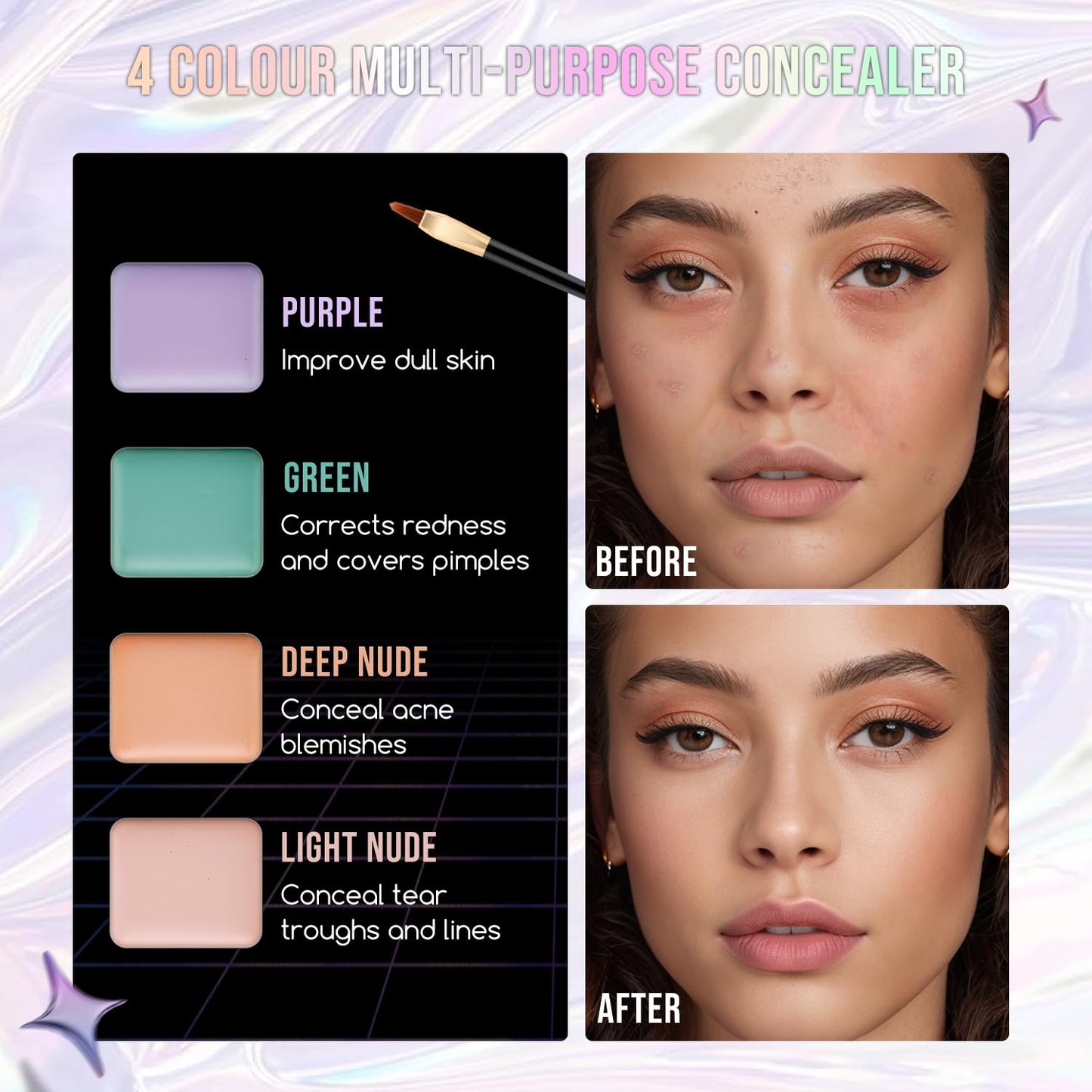 Multipurpose Makeup Kit for Teen Girls - Non-Toxic Travel Set | Eyeshadows, Blush, Bronzer, Highlighter, Lip Gloss & Brushes in Gold Case