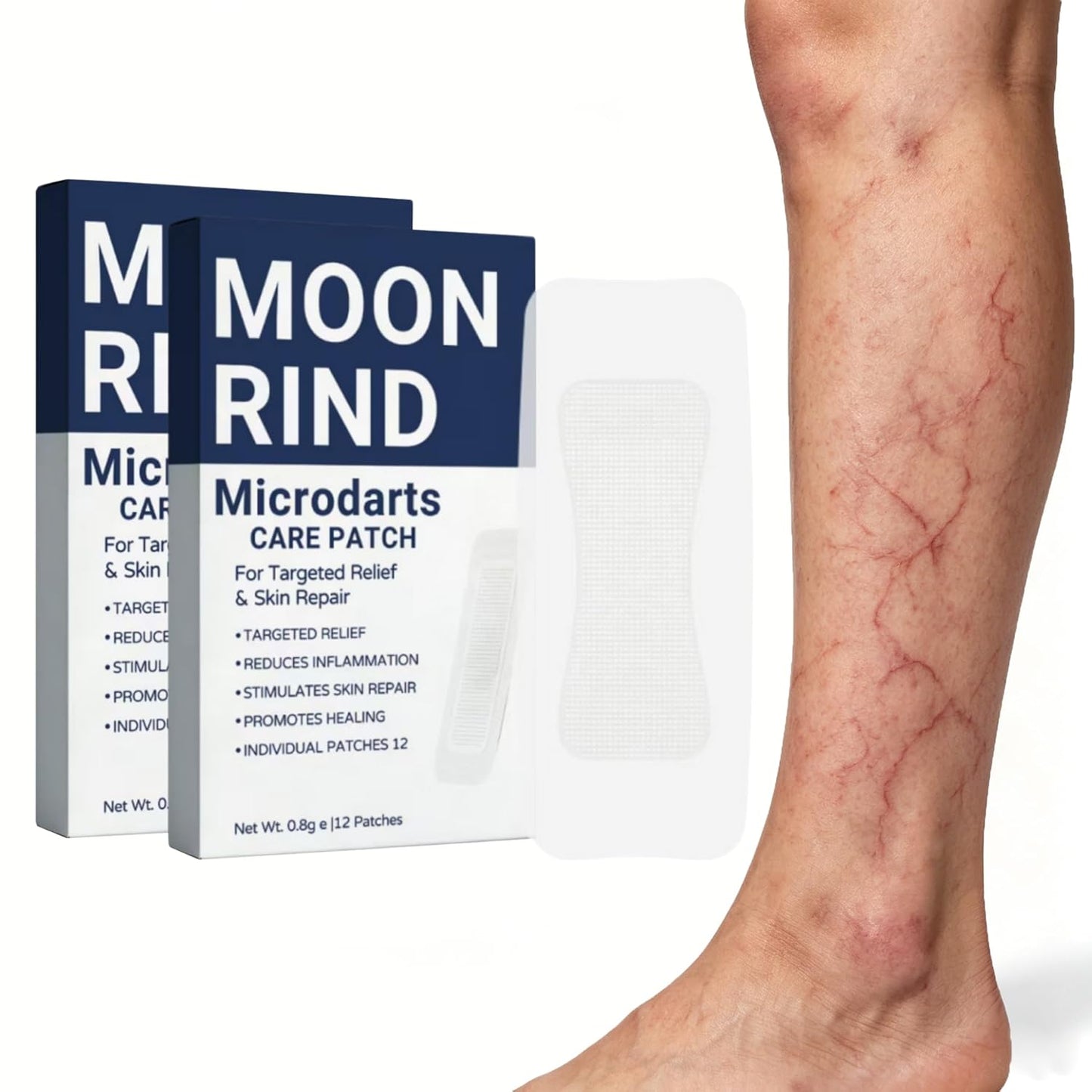 Moon Rind VeinTarget Microdarts Patch - Relieve Leg Discomfort & Hydrate Skin | 2 Patches