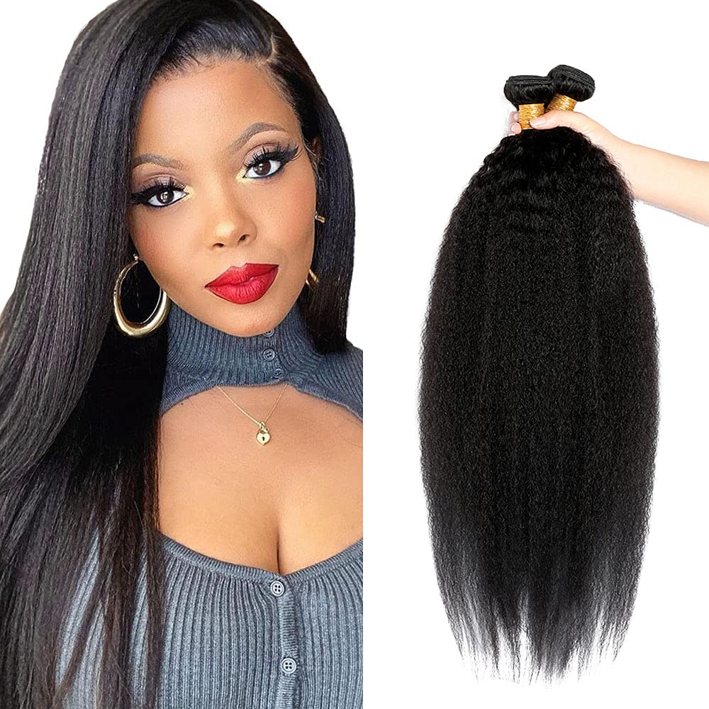 Yaki Straight Bundles Natural Black Color 8A Grade Brazilian Virgin Hair 3 Bundles 12 12 12 Inch Kinky Straight Bundles Hair Weave