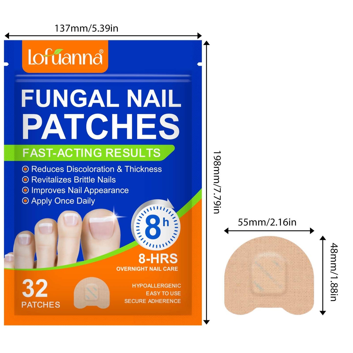 Nail Care Extra Strength - 32 Pcs Nighttime Nail Patches, Overnight Toe Nail Care for a Healthy Appearance, 8-Hour Moisturizing & Nourishing for Toenail, Suitable for Women & Men (1PC)