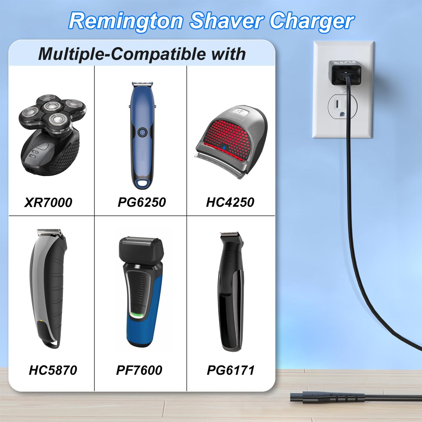 Charger for Remington Shaver Replacement Remington HC4250 PG6171 PF7500 PF7600 PG6250 PA-0510N Beard Trimmer Charger Remington Hair Clipper Wall Power Supply Cord 5V Adapter