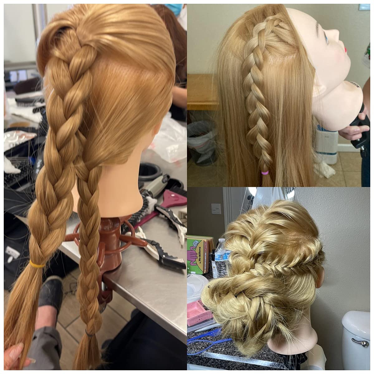 Headdoll 26"-28" Hair Styling Mannequin Head - Cosmetology Training Doll with Long Fiber Hair | Free Table Stand Included