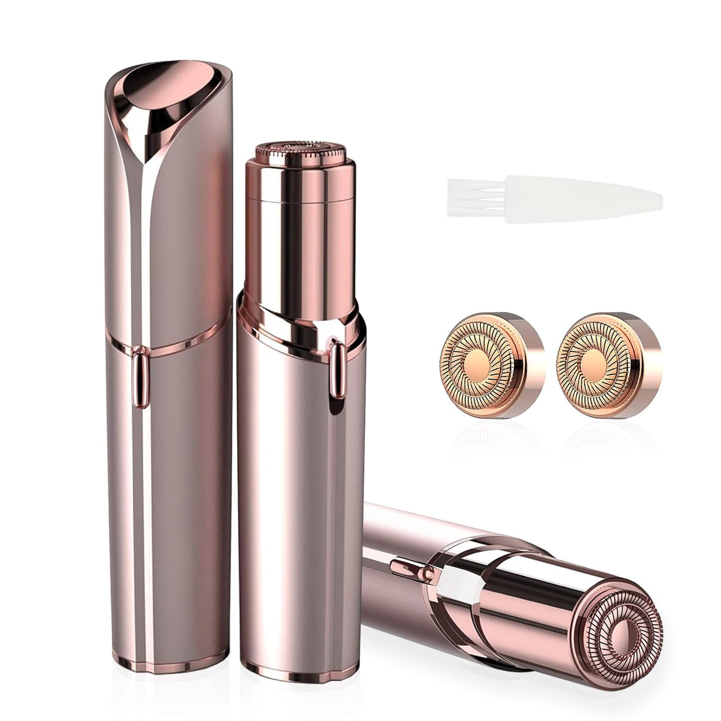innobeaut Women's Painless Hair Remover for Women, Battery Powered Facial Hair Shaver for Lips, Chin, Neck, and Cheek with 2 Replacement Heads, Rose Gold