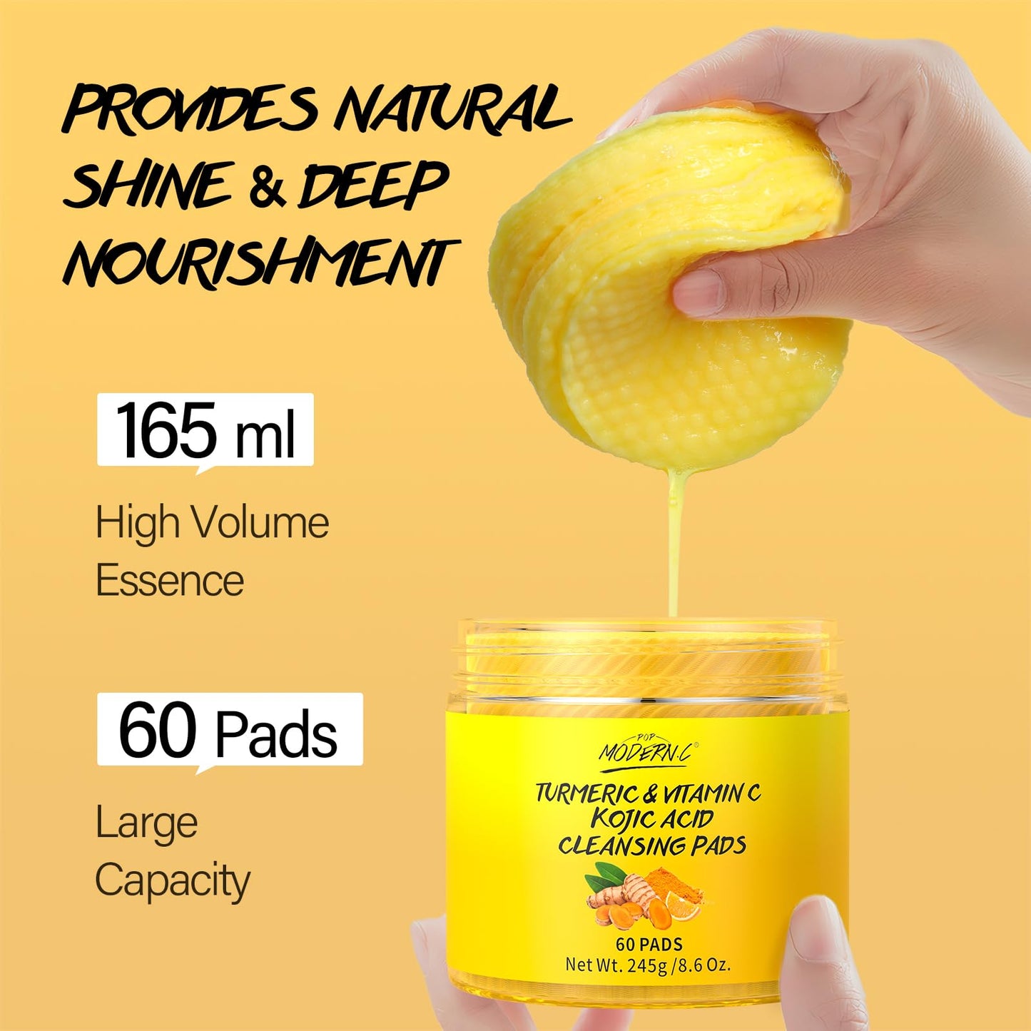 Turmeric Kojic Acid Cleansing Pads for Face 60 Pcs Turmeric Face Scrub for Dark Spots Vitamin C Exfoliating Pads Even Out Skin Tone with Exfoliating Cotton Rounds