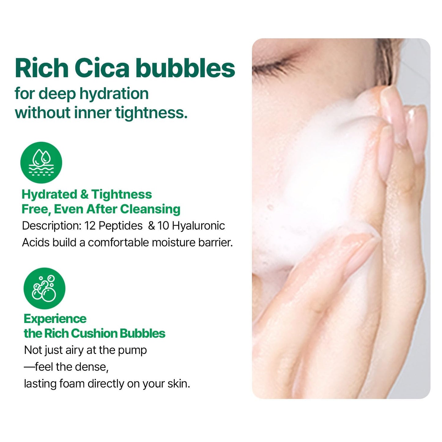 BIOHEAL BOH Panthecell Repair Cica Bubble Facial Cleanser 5.07 fl oz | Self-Foaming Face Wash for Acne-Prone & Sensitive Skin, Gentle Barrier Repair Cleansing Foam with Panthenol, Non-Irritating