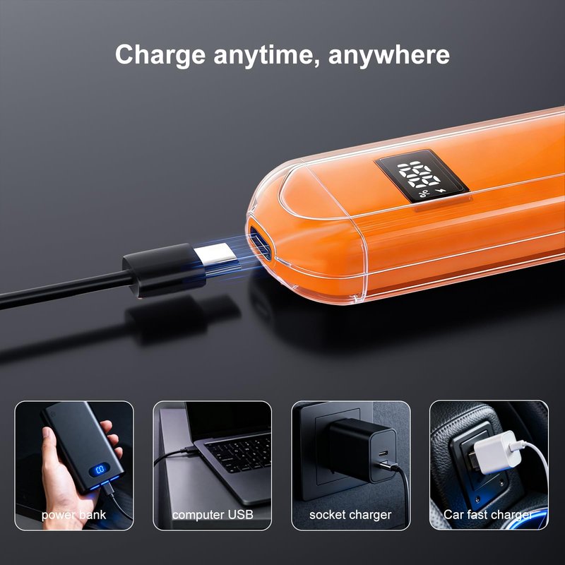 VISDOLL 2026 Men & Women Professional Ear and Nose Hair Trimmer, Travel-Friendly IPX7 Waterproof, USB Rechargeable, Painless Quiet, Easy to Clean Dual Edge Blades，Orange