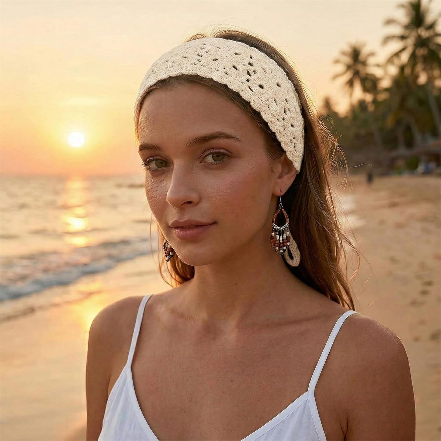 Boho Headbands for Women - 3 Pack Crochet Knit Hair Scarves | Stylish Hair Accessories