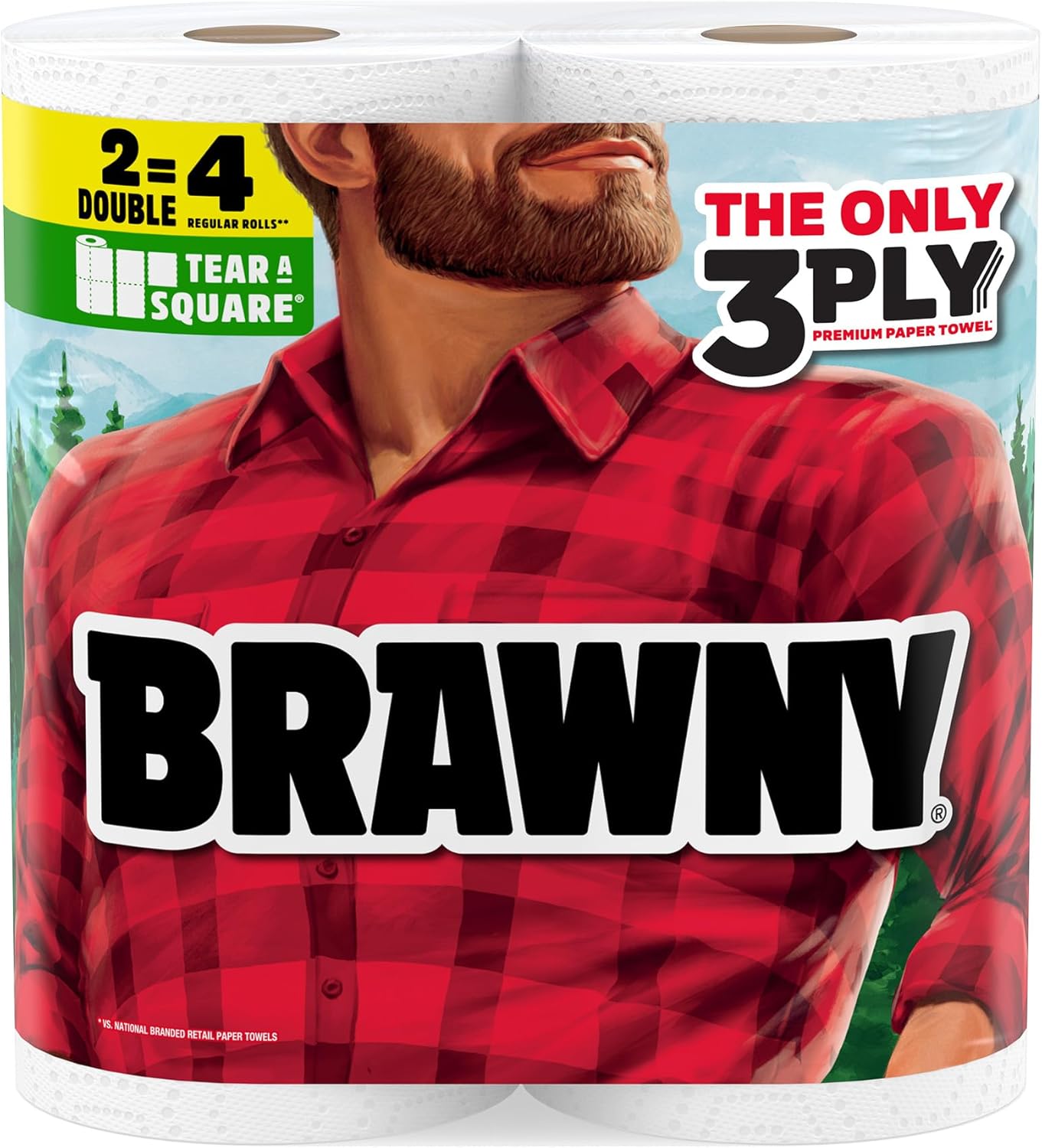 Brawny Paper Towels - 3-Ply Tear-A-Square, Strong & Absorbent | 12 XL Family Rolls (30 Regular Rolls)
