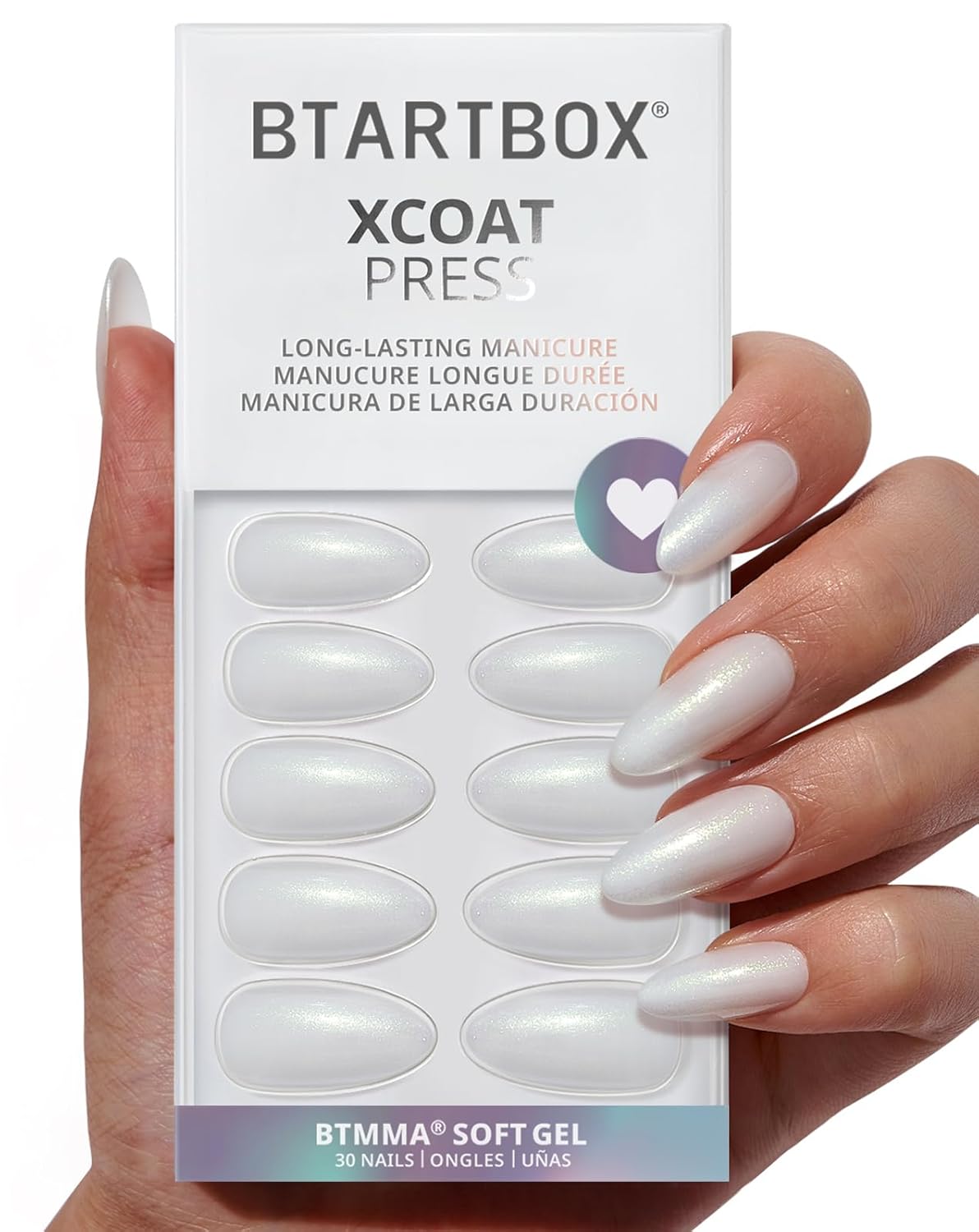 Press On Nails - 3D Butterfly French Tip Almond Design | Opaque Soft Gel, 16 Sizes, 32 Nail Kit