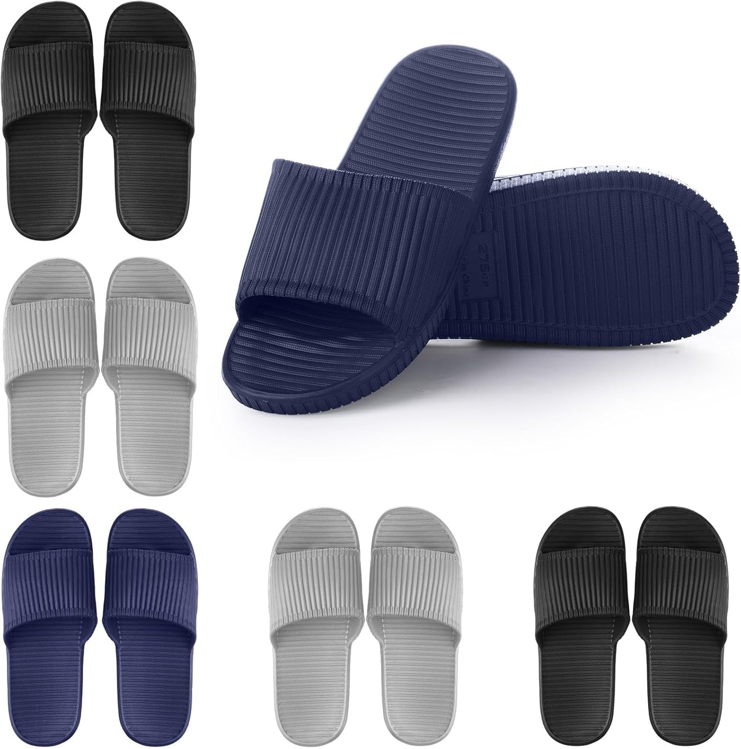 Shyyween Non-Slip Shower Slides - Lightweight Bath Slippers for Home, Gym & Pool | 6 Pack