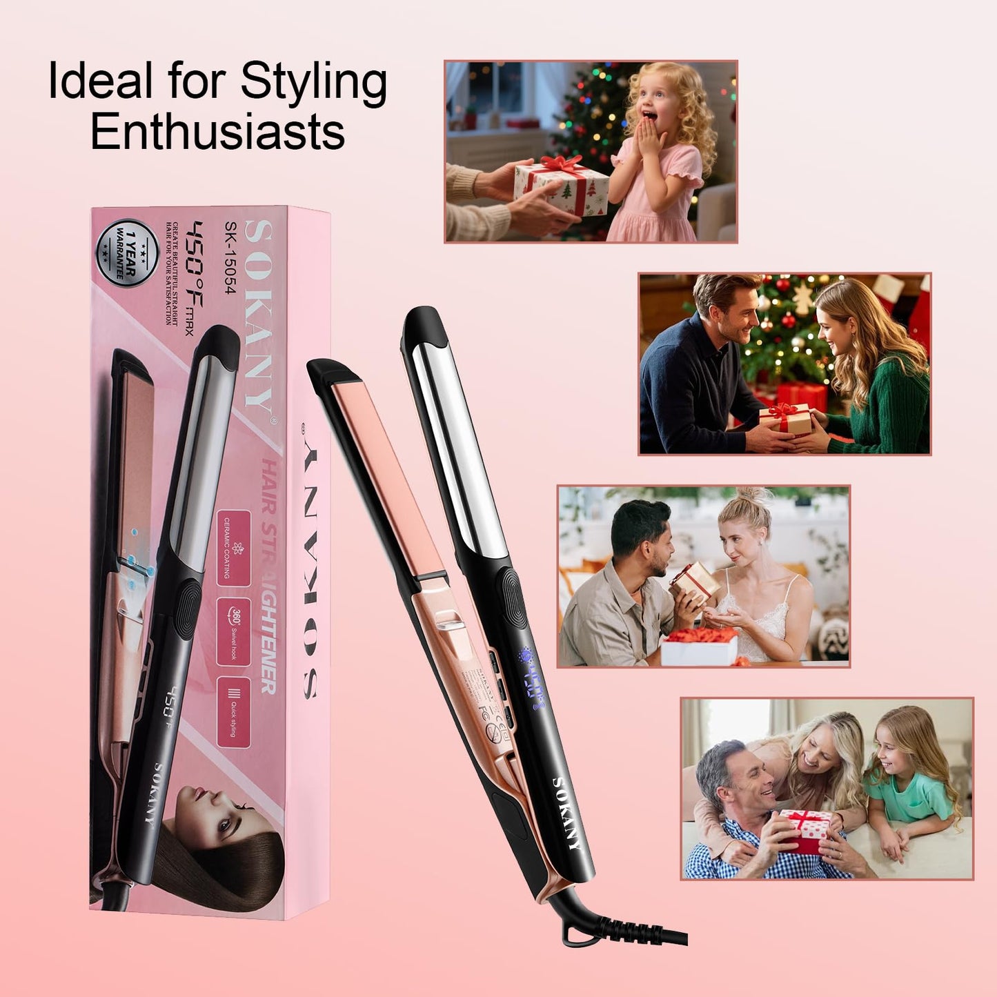 SOKANY Hair Straightener and Titanium Flat Iron Curler 2 in 1
