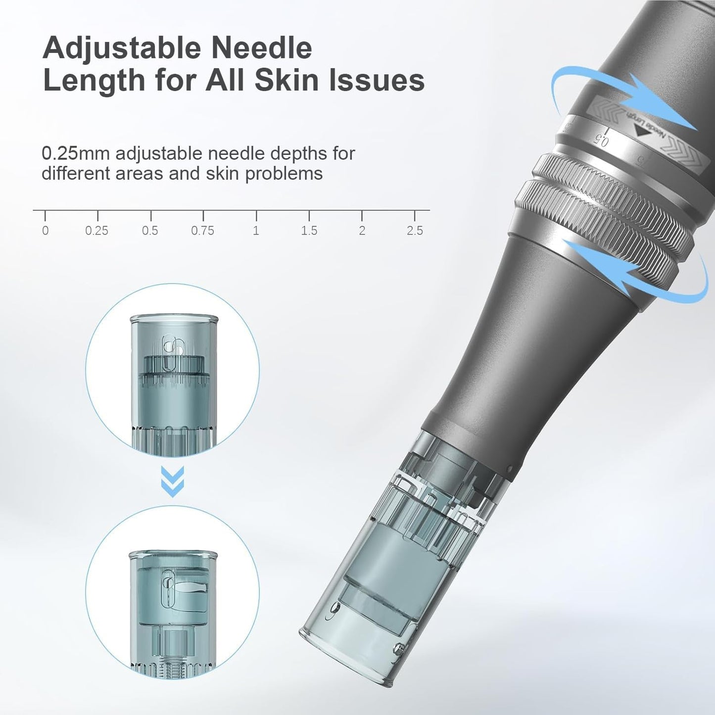 Microneedle Roller Pen - 0.25mm Derma Roller for Skin Care | Home Use Tool for Men & Women