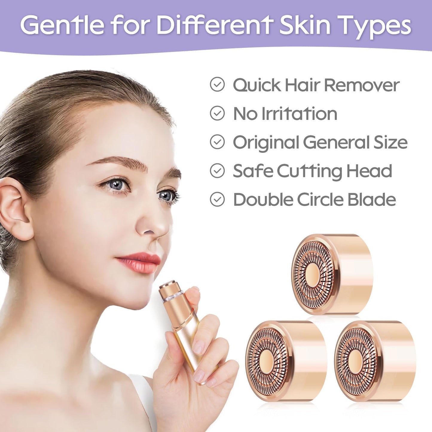 【Gen 3】Facial Hair Remover Replacement Heads for Flawless Replacement Heads Gen 3 Compatible with Finishing Touch Flawless Facial Hair Remover,New Upgraded Blades.(3-Gold B Version)